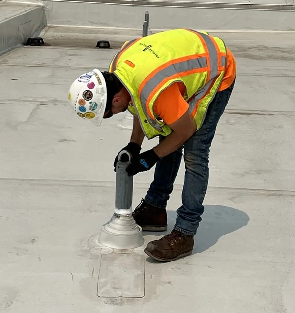 Inspection of rooftop fall protection equipment