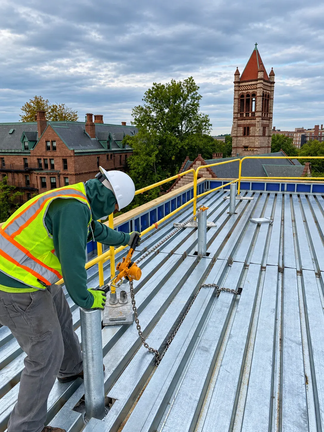 Recertification load test on a metal roof