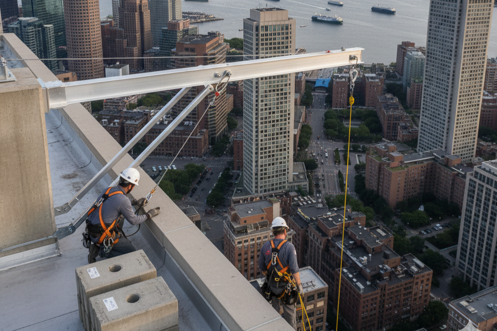 workers using outriggers in boston ma